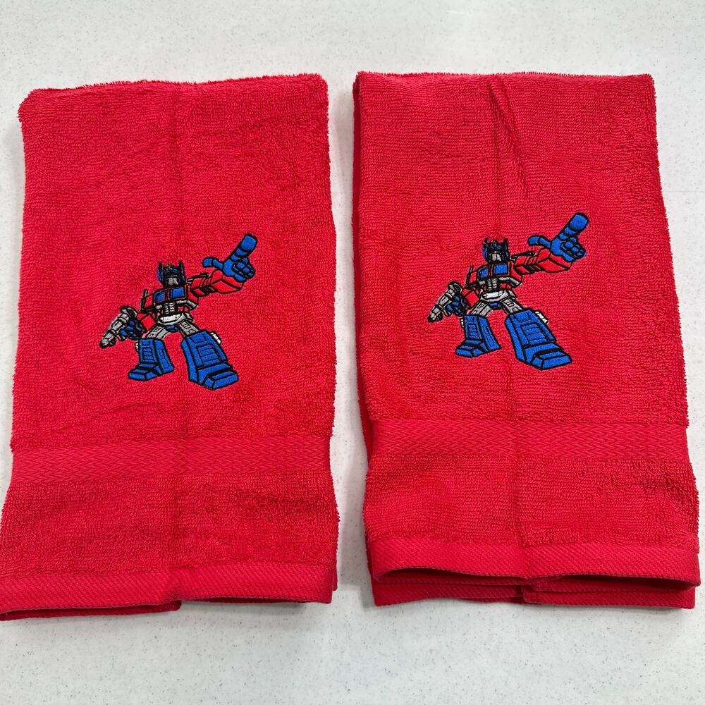 Transformers Towels Embroidered Optimus Prime Autobots Red Hand Towel Set Robots